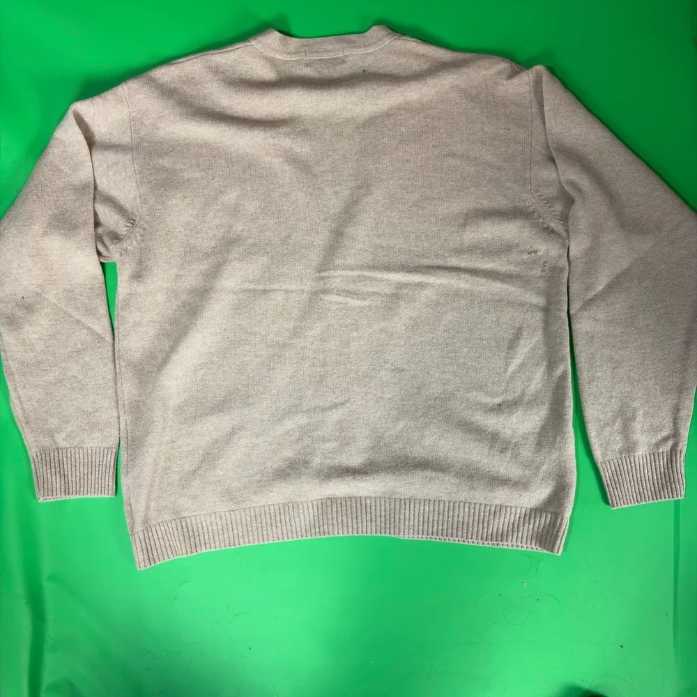 Pendleton Cardigan Sweater Mens L Beige Lambswool V-Neck Button Pocket READ